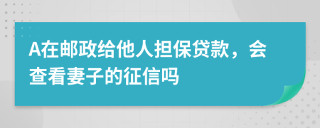 A在邮政给他人担保贷款，会查看妻子的征信吗