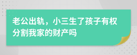 老公出轨，小三生了孩子有权分割我家的财产吗