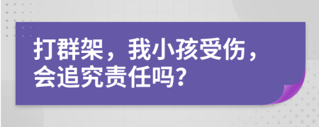 打群架，我小孩受伤，会追究责任吗？