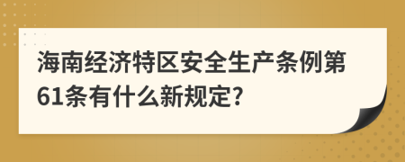 海南经济特区安全生产条例第61条有什么新规定?