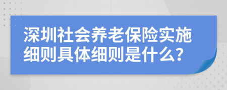 深圳社会养老保险实施细则具体细则是什么？