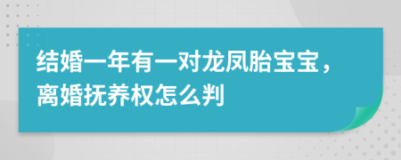 结婚一年有一对龙凤胎宝宝，离婚抚养权怎么判