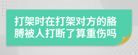 打架时在打架对方的胳膊被人打断了算重伤吗