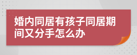 婚内同居有孩子同居期间又分手怎么办