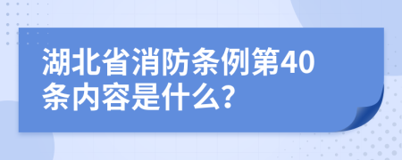 湖北省消防条例第40条内容是什么？