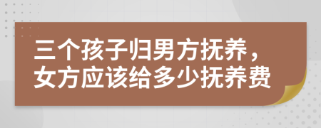 三个孩子归男方抚养，女方应该给多少抚养费