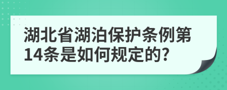 湖北省湖泊保护条例第14条是如何规定的?