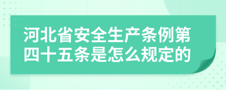 河北省安全生产条例第四十五条是怎么规定的