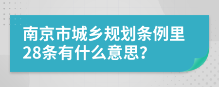 南京市城乡规划条例里28条有什么意思？