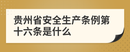 贵州省安全生产条例第十六条是什么