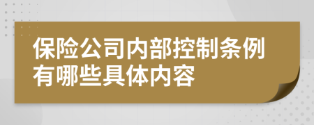 保险公司内部控制条例有哪些具体内容