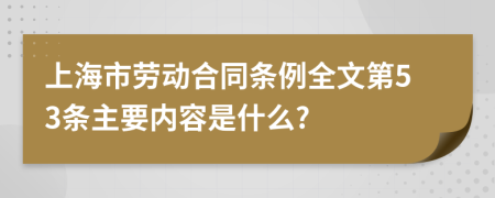 上海市劳动合同条例全文第53条主要内容是什么?