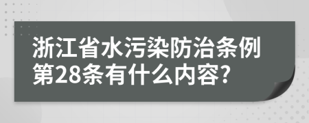 浙江省水污染防治条例第28条有什么内容?