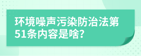 环境噪声污染防治法第51条内容是啥？