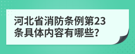 河北省消防条例第23条具体内容有哪些？