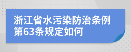 浙江省水污染防治条例第63条规定如何