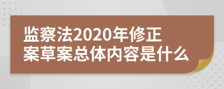 监察法2020年修正案草案总体内容是什么