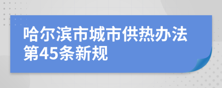 哈尔滨市城市供热办法第45条新规