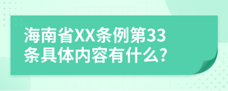 海南省XX条例第33条具体内容有什么?