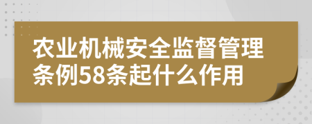 农业机械安全监督管理条例58条起什么作用