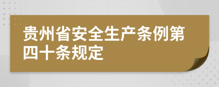 贵州省安全生产条例第四十条规定