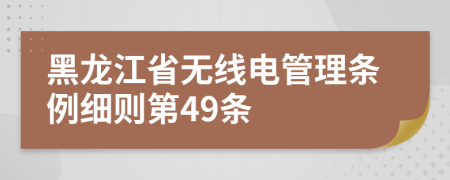 黑龙江省无线电管理条例细则第49条
