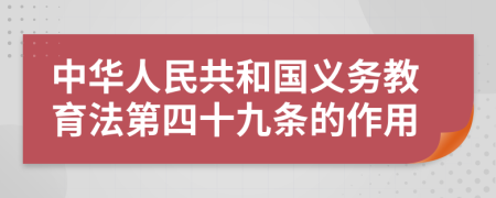 中华人民共和国义务教育法第四十九条的作用