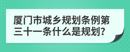 厦门市城乡规划条例第三十一条什么是规划？
