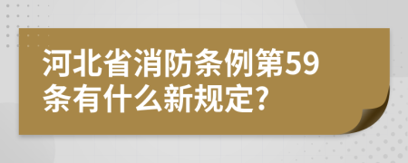 河北省消防条例第59条有什么新规定?