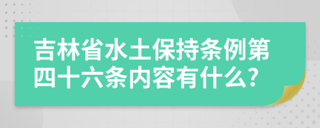 吉林省水土保持条例第四十六条内容有什么?