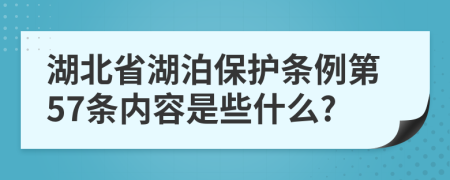 湖北省湖泊保护条例第57条内容是些什么?