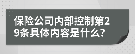 保险公司内部控制第29条具体内容是什么？