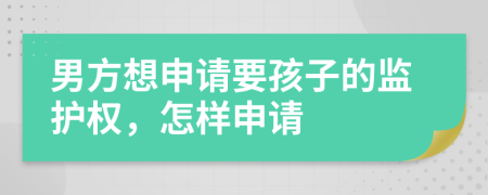 男方想申请要孩子的监护权，怎样申请