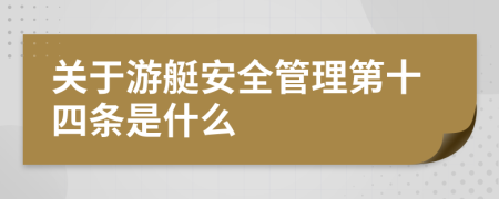 关于游艇安全管理第十四条是什么