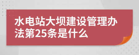 水电站大坝建设管理办法第25条是什么