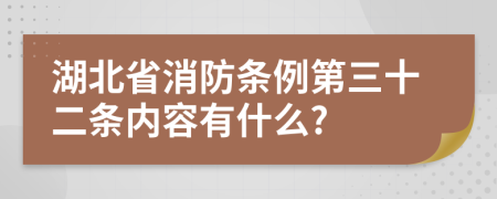 湖北省消防条例第三十二条内容有什么?