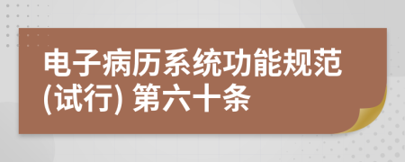 电子病历系统功能规范(试行) 第六十条