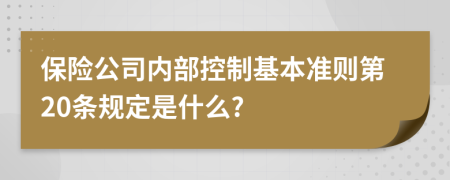 保险公司内部控制基本准则第20条规定是什么?