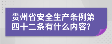 贵州省安全生产条例第四十二条有什么内容？