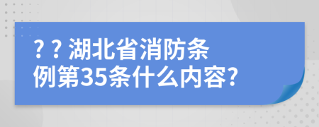 ? ? 湖北省消防条例第35条什么内容?