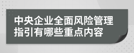 中央企业全面风险管理指引有哪些重点内容