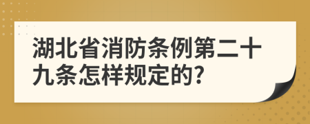 湖北省消防条例第二十九条怎样规定的?