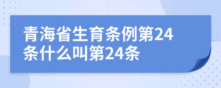 青海省生育条例第24条什么叫第24条