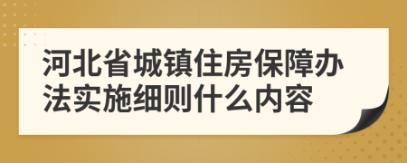 河北省城镇住房保障办法实施细则什么内容