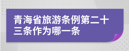 青海省旅游条例第二十三条作为哪一条