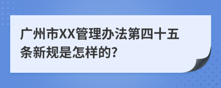 广州市XX管理办法第四十五条新规是怎样的?