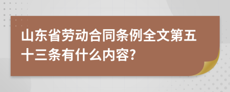 山东省劳动合同条例全文第五十三条有什么内容?