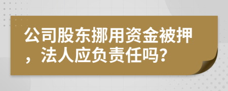 公司股东挪用资金被押，法人应负责任吗？