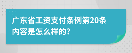 广东省工资支付条例第20条内容是怎么样的?