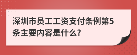 深圳市员工工资支付条例第5条主要内容是什么?